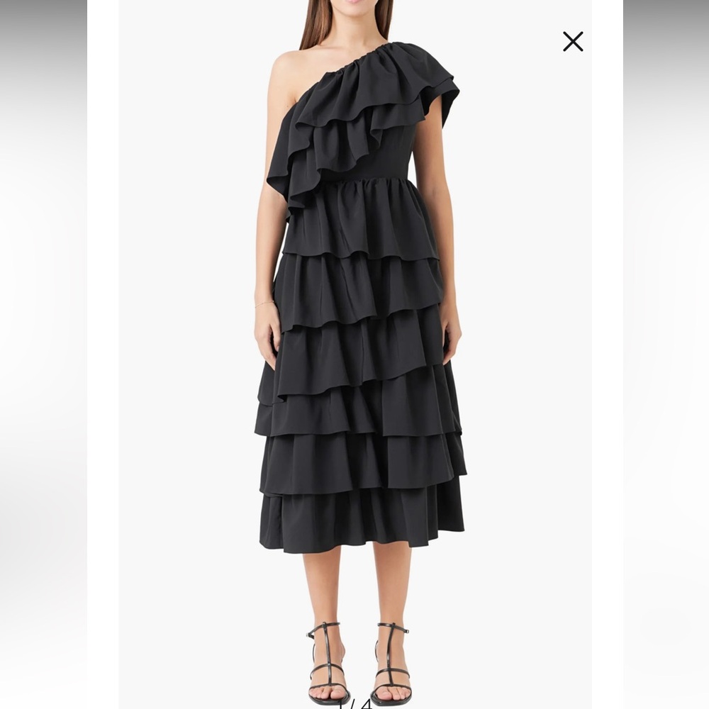 Endless Rose Black Ruffled A-Line Skirt